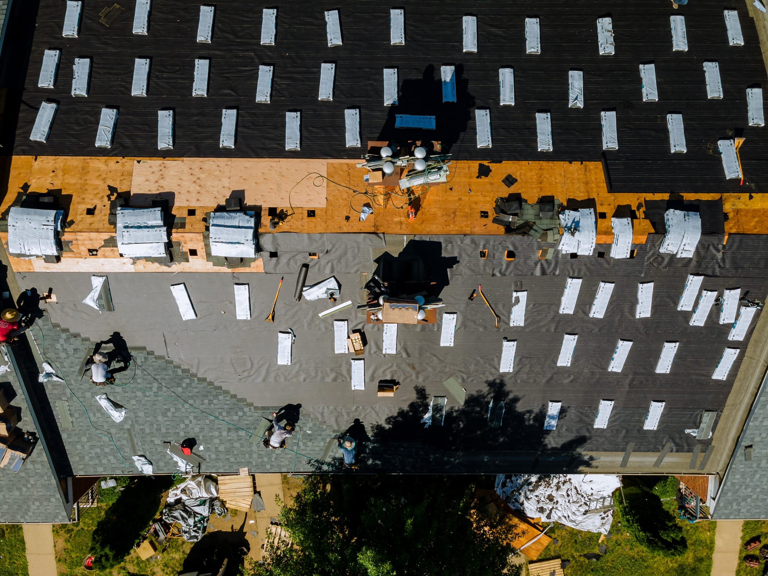 a photo of a roof replacement aerial view in reference to the question "How much does a roof replacement cost?"