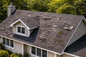 An old roof shown in a blog about roofing maintenance for aging roofs