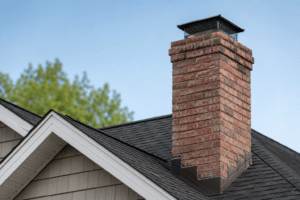 A chimney seen in a blog about how to fix roof leak around chimneys