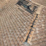 Emergency roof repair of missing shingles, one of the common types of roof repairs in Houston