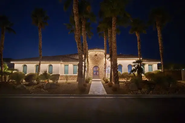 Large property with holiday lighting